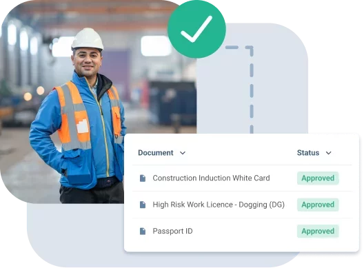 UI example of assigning documents to a workers profile