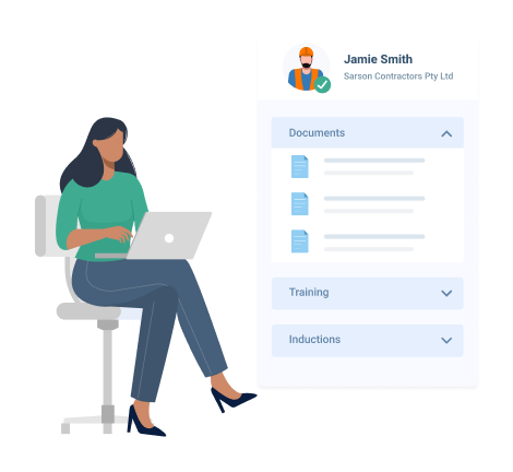 woman reviewing a worker's competency profile and associated documents