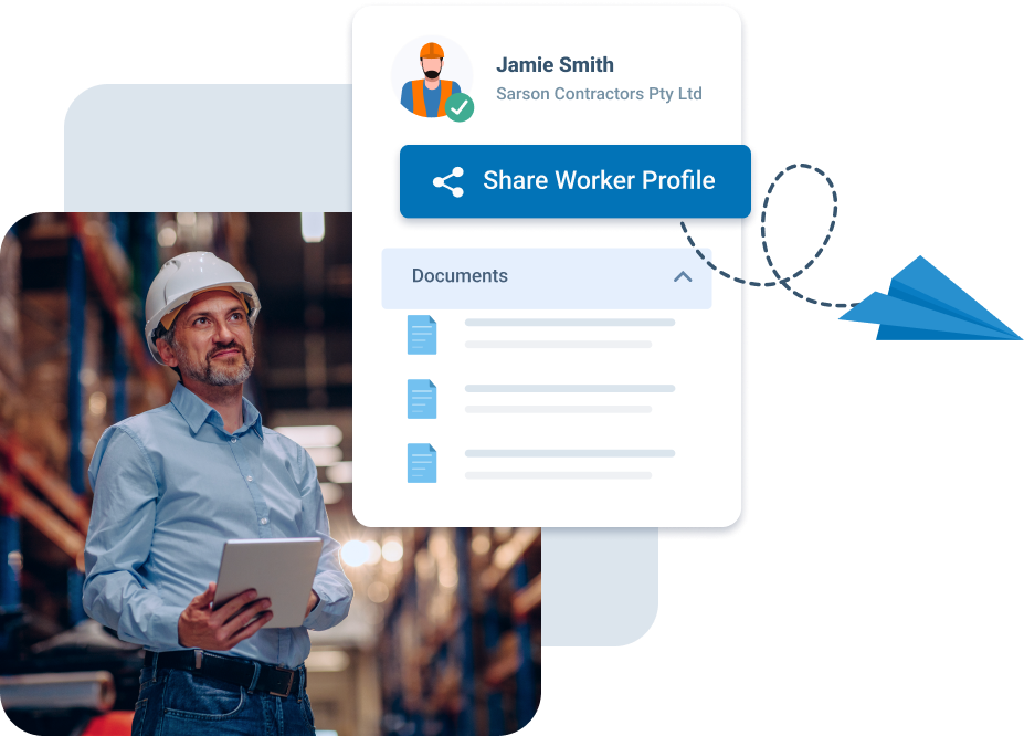 Screen of worker profile with client compliance in each row