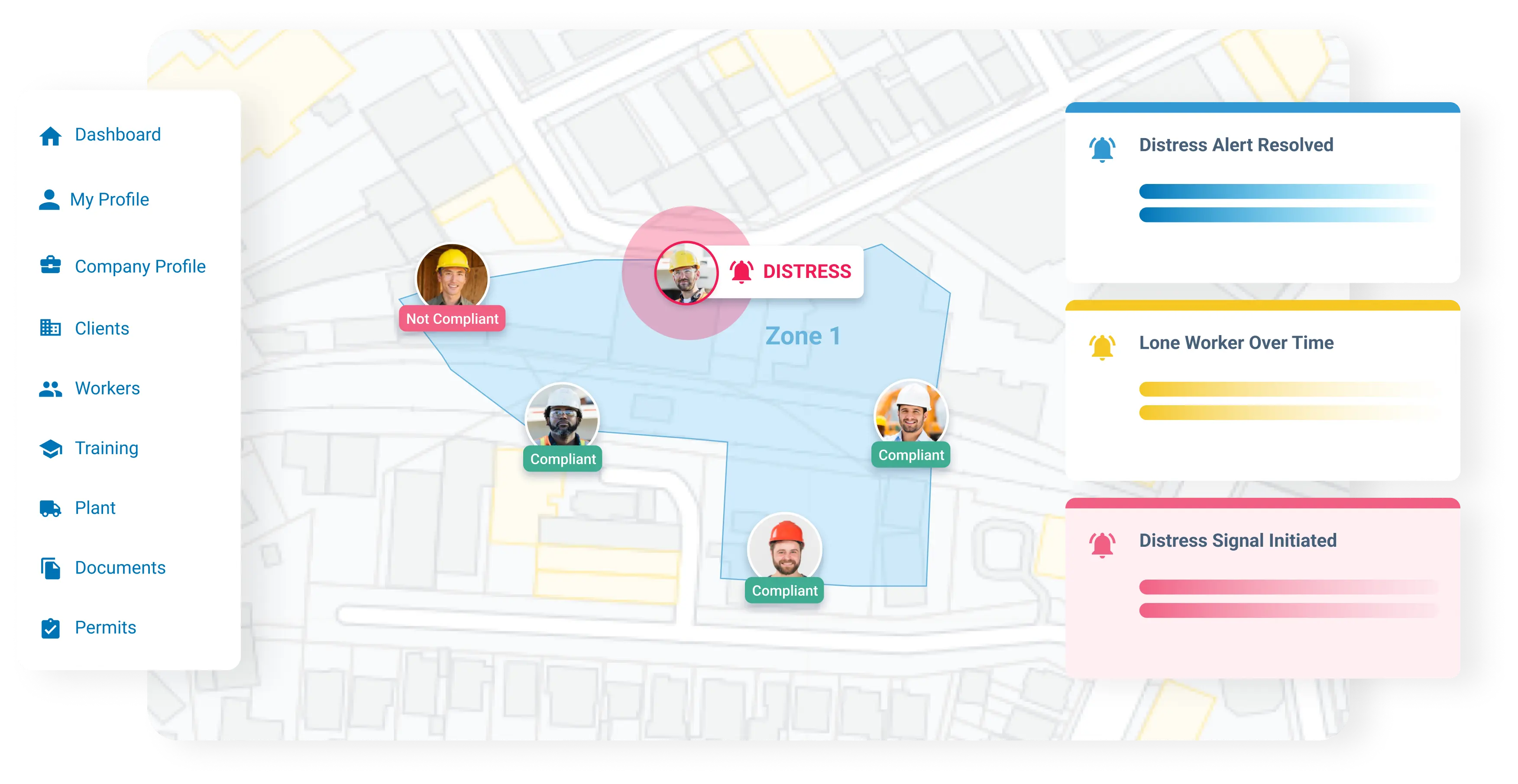 The ComplyFlow contractor management dashboard